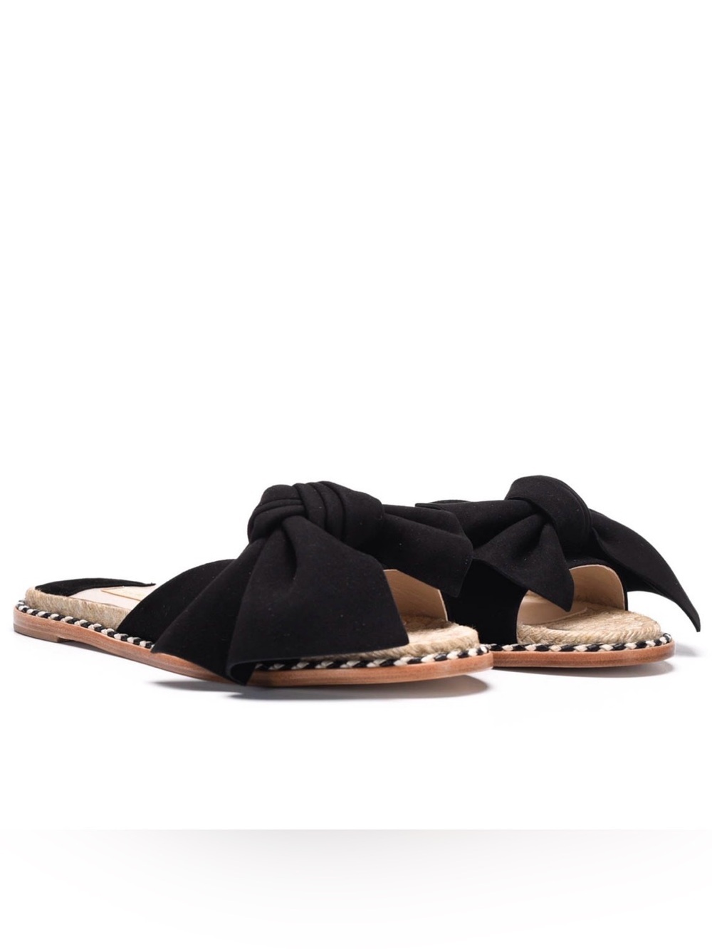 Paloma Barcelo Monte Carlo Black Bow Espadrille Slide Sandals